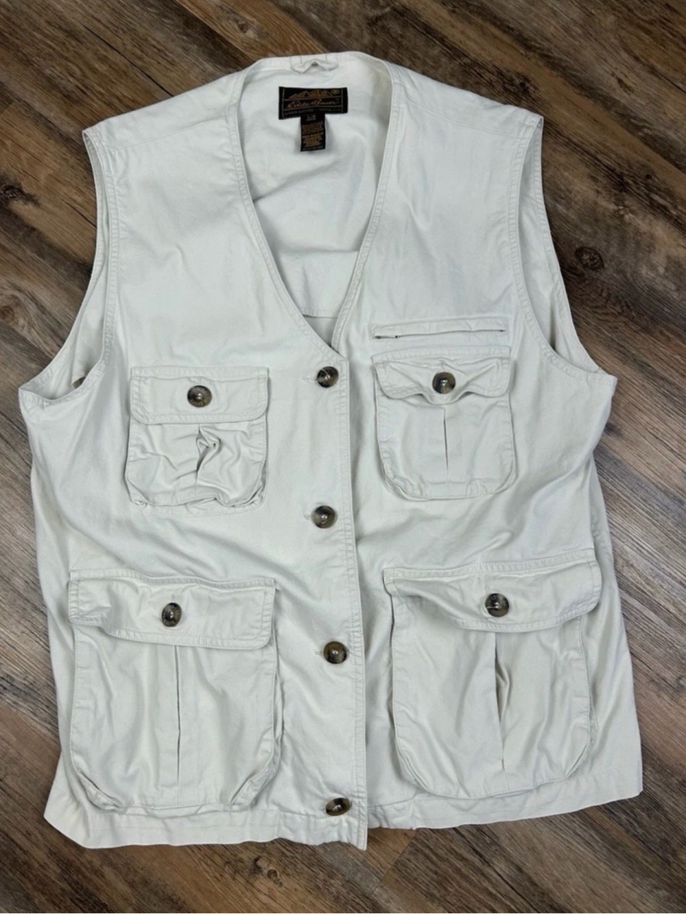 Eddie Bauer White Utility Pocket Vest